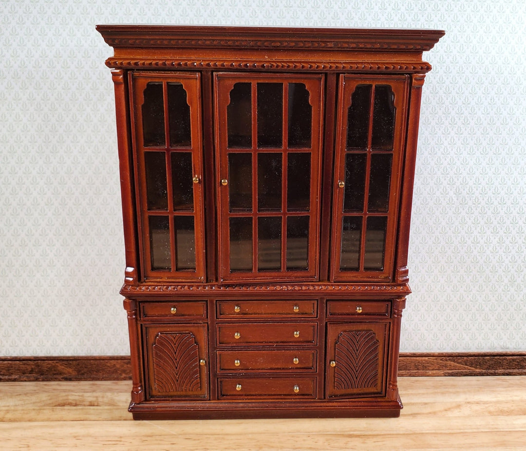 Dollhouse China Cabinet Display Hutch Walnut 1:12 Scale Miniature Furniture - Miniature Crush