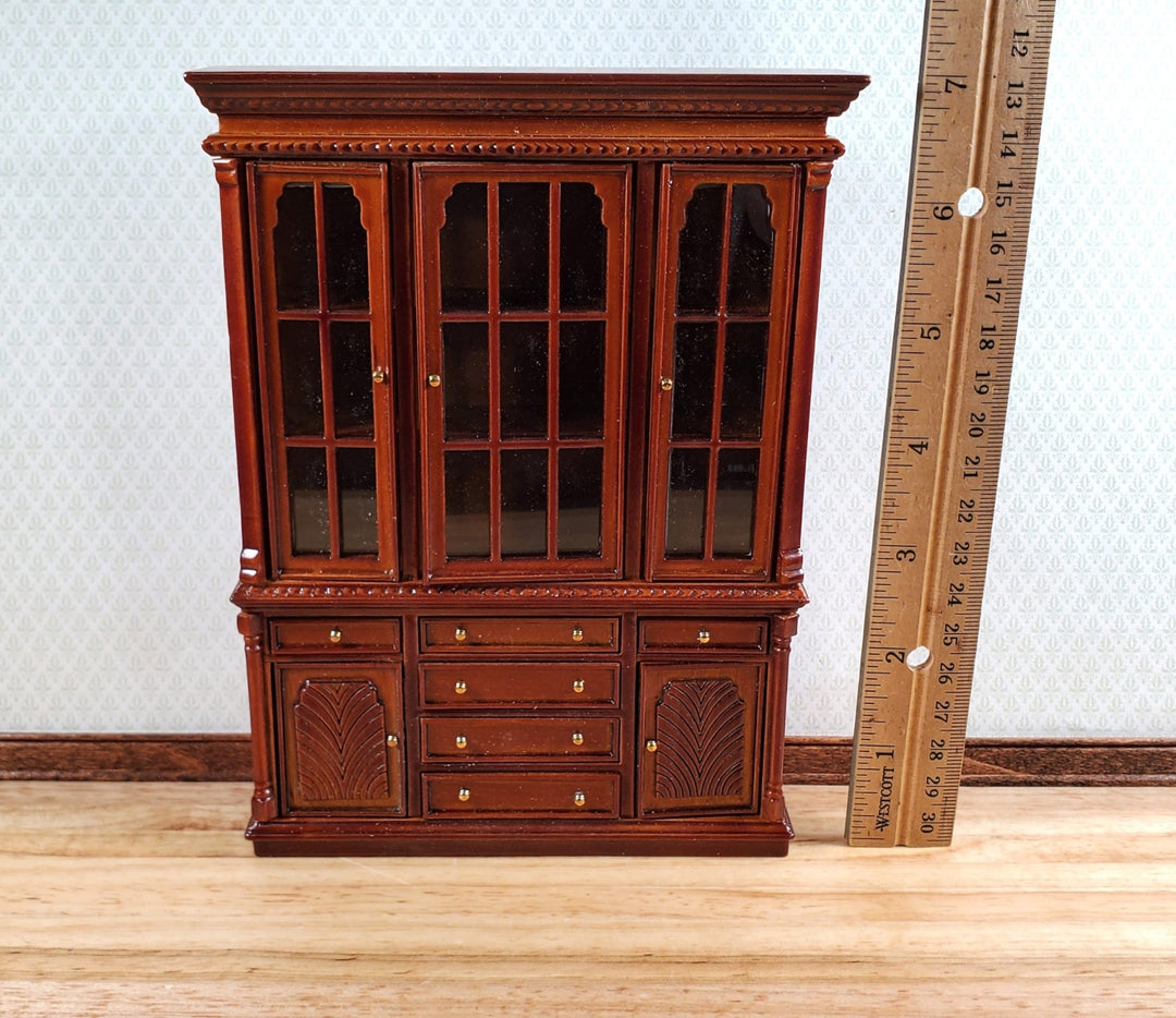 Dollhouse China Cabinet Display Hutch Walnut 1:12 Scale Miniature Furniture - Miniature Crush
