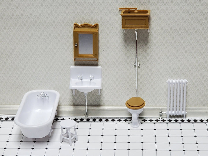 Dollhouse Chrysnbon Bathroom KIT Victorian Style Plastic 1:12 Scale Miniature Bathtub Toilet Sink - Miniature Crush