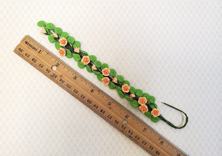 Dollhouse Climbing Roses Peach Bendable 7" Clay Miniature Flowers Garden - Miniature Crush