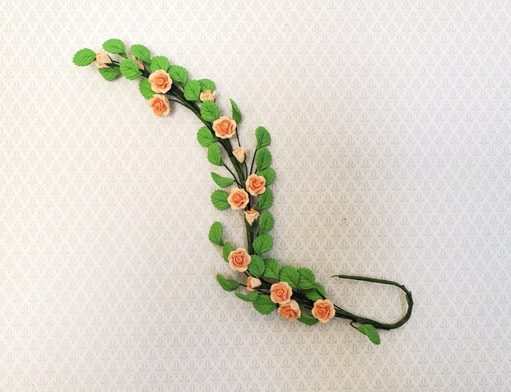 Dollhouse Climbing Roses Peach Bendable 7" Clay Miniature Flowers Garden - Miniature Crush