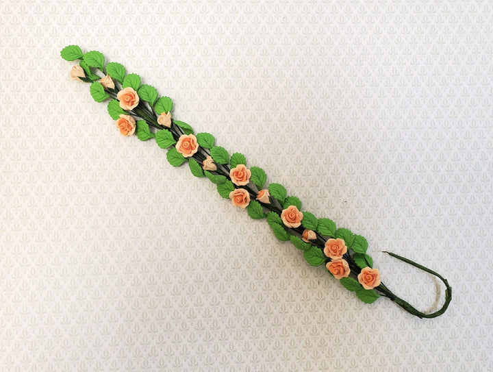 Dollhouse Climbing Roses Peach Bendable 7" Clay Miniature Flowers Garden - Miniature Crush