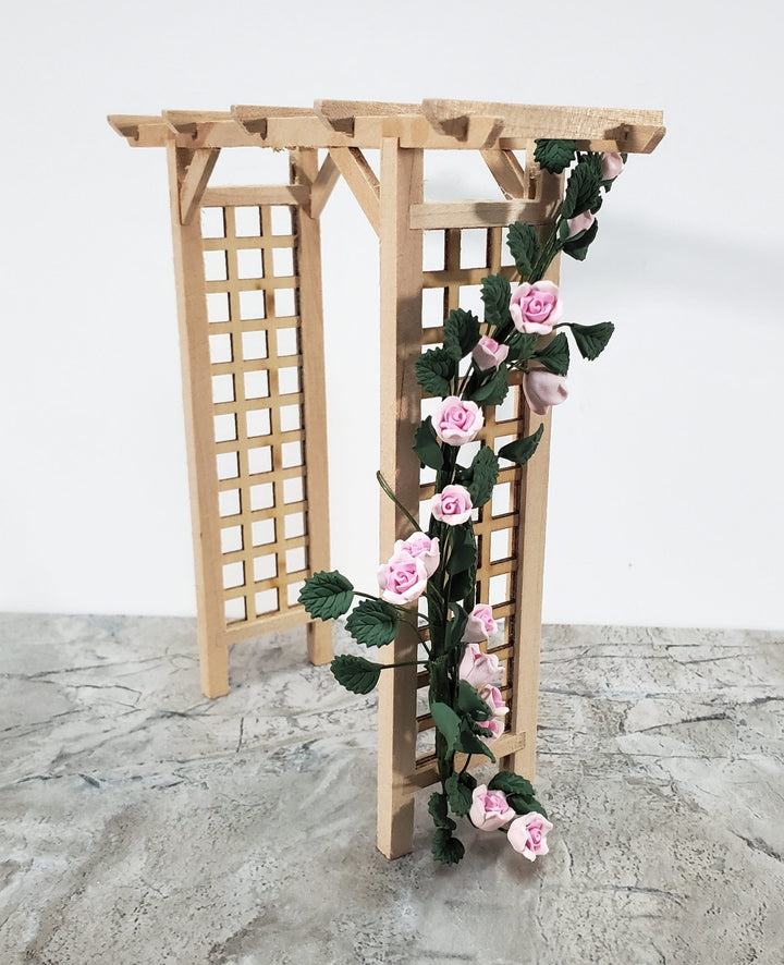 Dollhouse Climbing Roses Pink Bendable 7" Clay Miniature Flowers Garden - Miniature Crush