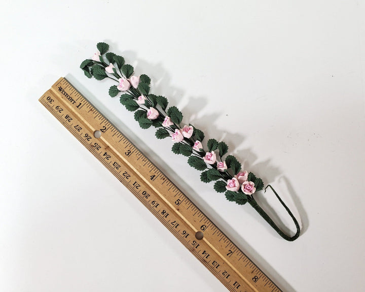 Dollhouse Climbing Roses Pink Bendable 7" Clay Miniature Flowers Garden - Miniature Crush