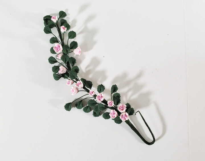Dollhouse Climbing Roses Pink Bendable 7" Clay Miniature Flowers Garden - Miniature Crush
