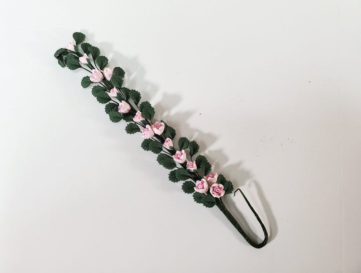 Dollhouse Climbing Roses Pink Bendable 7" Clay Miniature Flowers Garden - Miniature Crush
