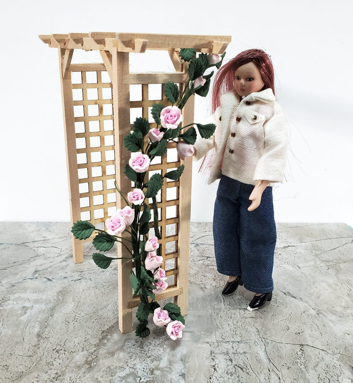 Dollhouse Climbing Roses Pink Bendable 7" Clay Miniature Flowers Garden - Miniature Crush