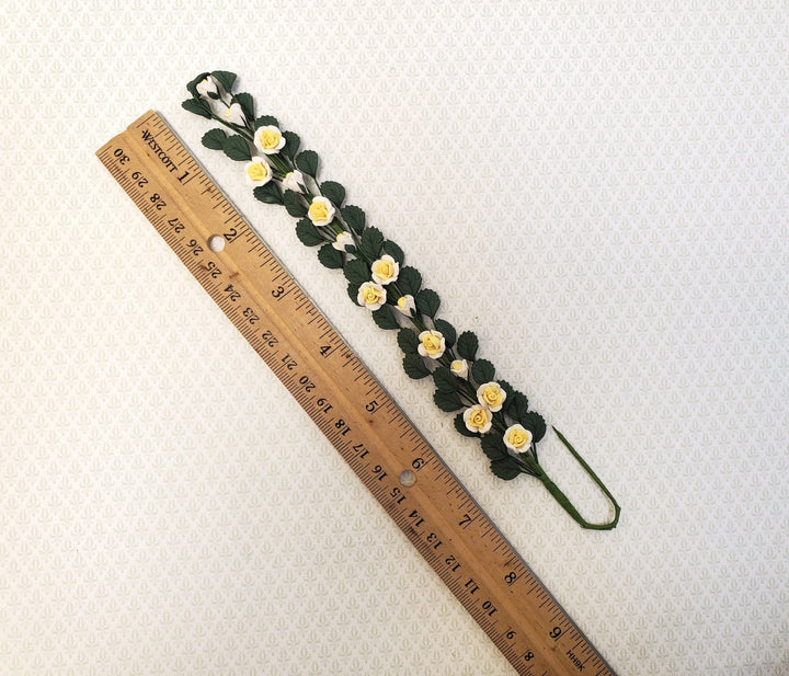 Dollhouse Climbing White & Yellow Roses Bendable 7" Clay Miniature Flowers Garden - Miniature Crush