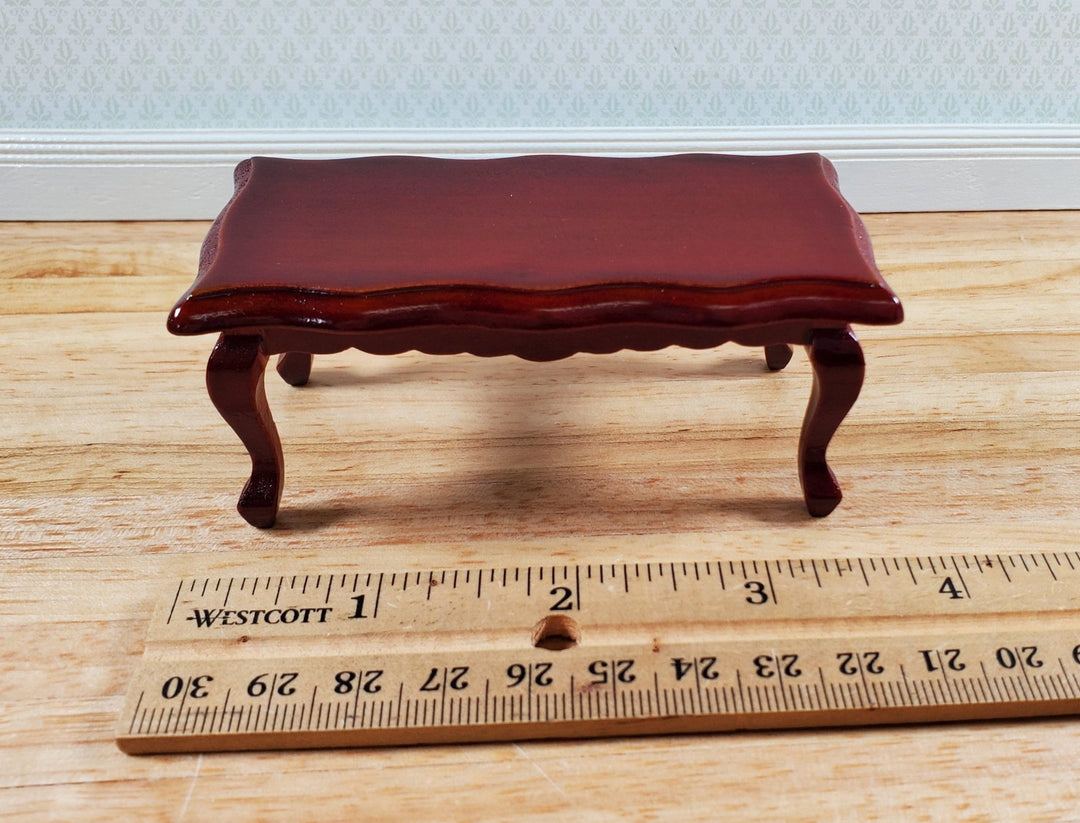 Dollhouse Coffee Table Curvy Top Rectangle Mahogany Finish 1:12 Scale Miniature Furniture - Miniature Crush