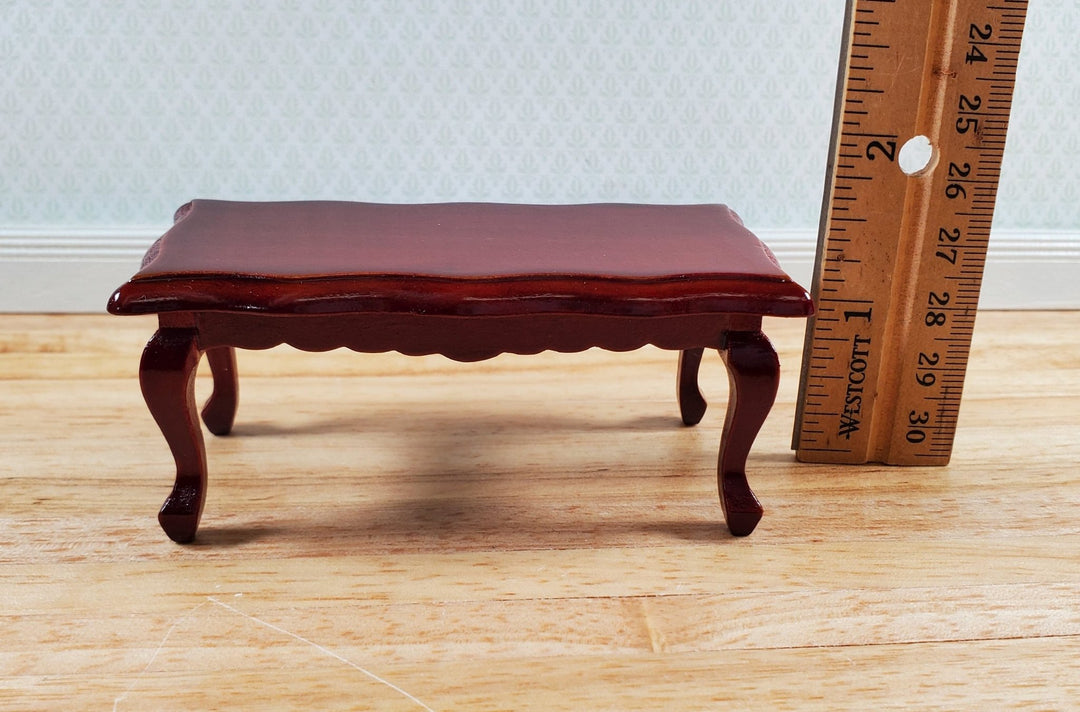 Dollhouse Coffee Table Curvy Top Rectangle Mahogany Finish 1:12 Scale Miniature Furniture - Miniature Crush