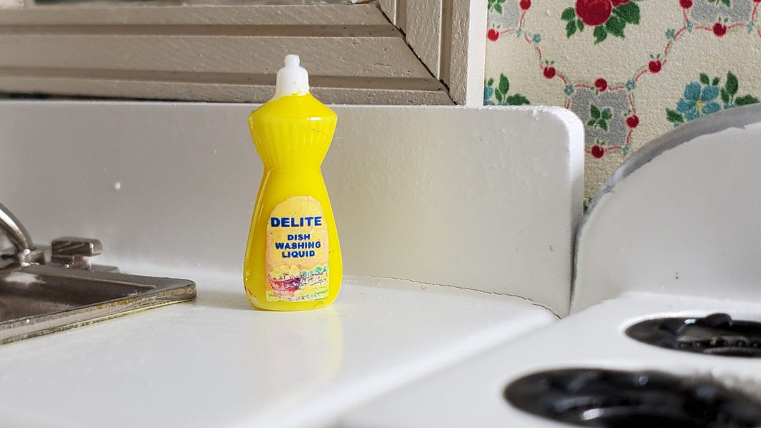 Dollhouse Dish Soap Yellow Dishwashing Bottle 1:12 Scale Miniature Kitchen - Miniature Crush