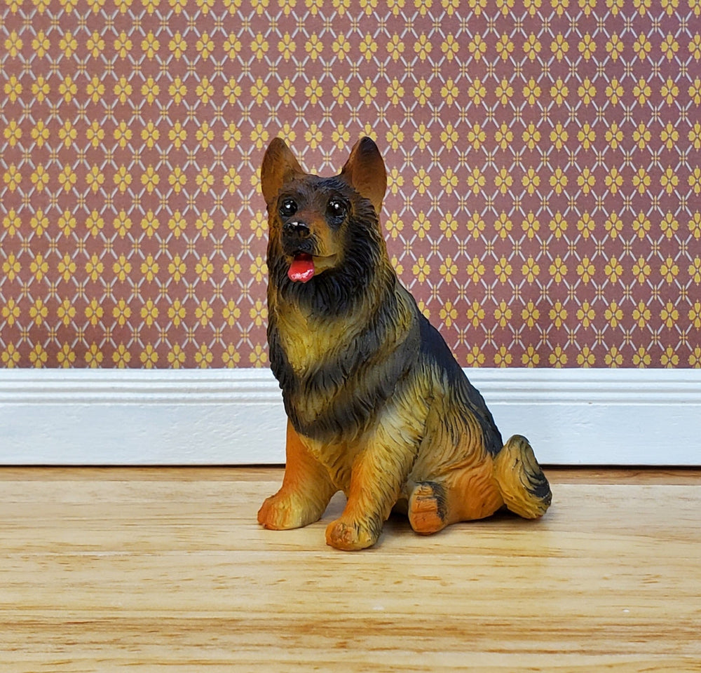 Dollhouse Dog German Shepherd Sitting Large 1:12 Scale Miniature Animal Pet Resin - Miniature Crush