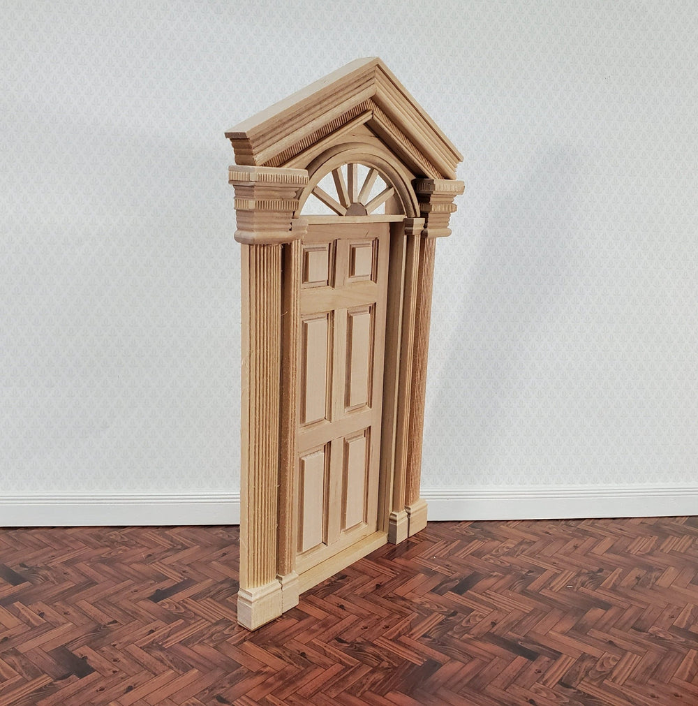 Dollhouse Exterior Door Large Fancy with Columns 1:12 Scale Miniature Fairy Door - Miniature Crush