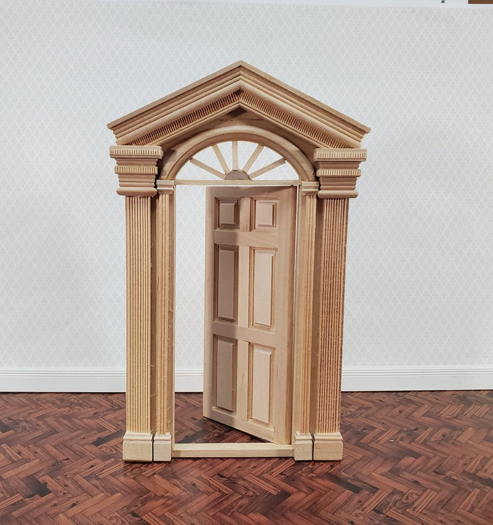 Dollhouse Exterior Door Large Fancy with Columns 1:12 Scale Miniature Fairy Door - Miniature Crush