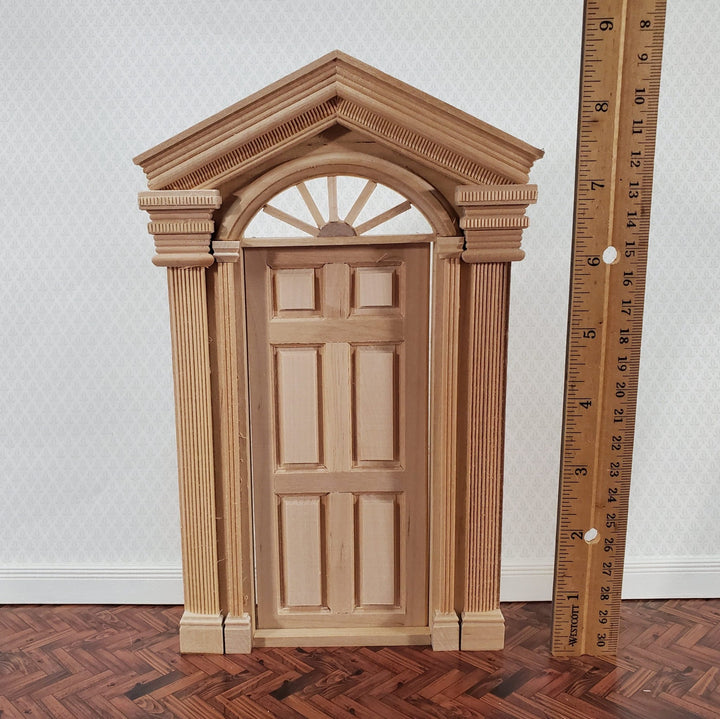 Dollhouse Exterior Door Large Fancy with Columns 1:12 Scale Miniature Fairy Door - Miniature Crush