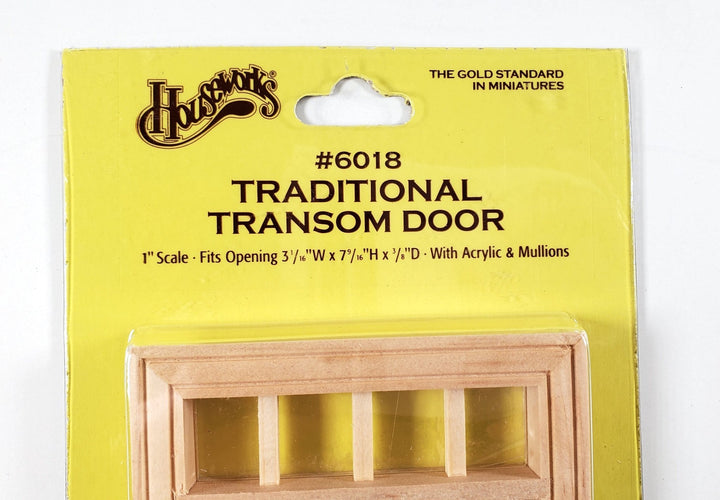 Dollhouse Exterior Door with Transom Window 1:12 Scale Houseworks #6018 - Miniature Crush