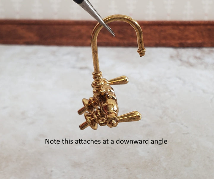 Dollhouse Faucet for Miniature Bathtubs 1:12 Scale Antique Gold Bathrooms - Miniature Crush