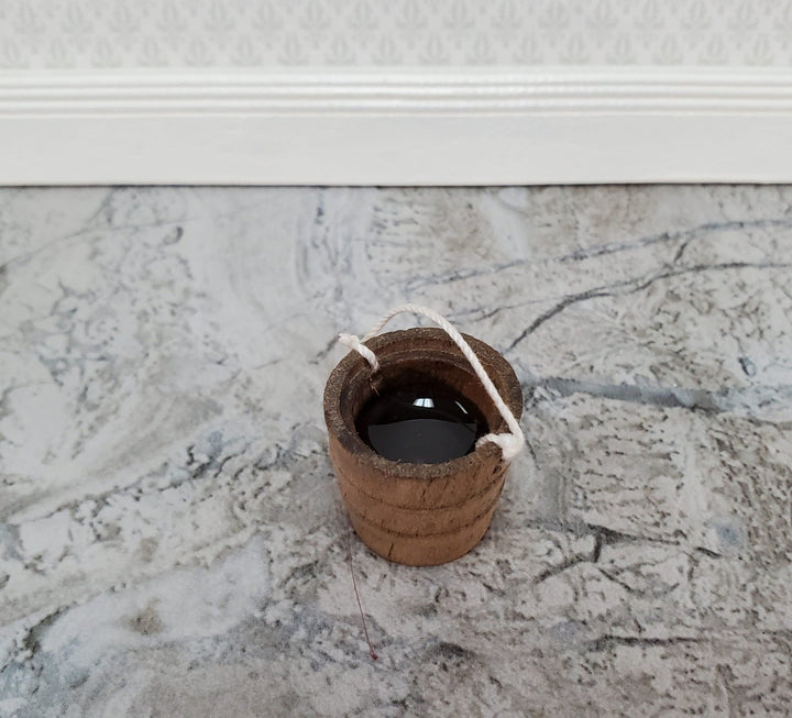 Dollhouse "Filled" Water Bucket Aged Wood 1:12 Scale Miniature Accessories - Miniature Crush