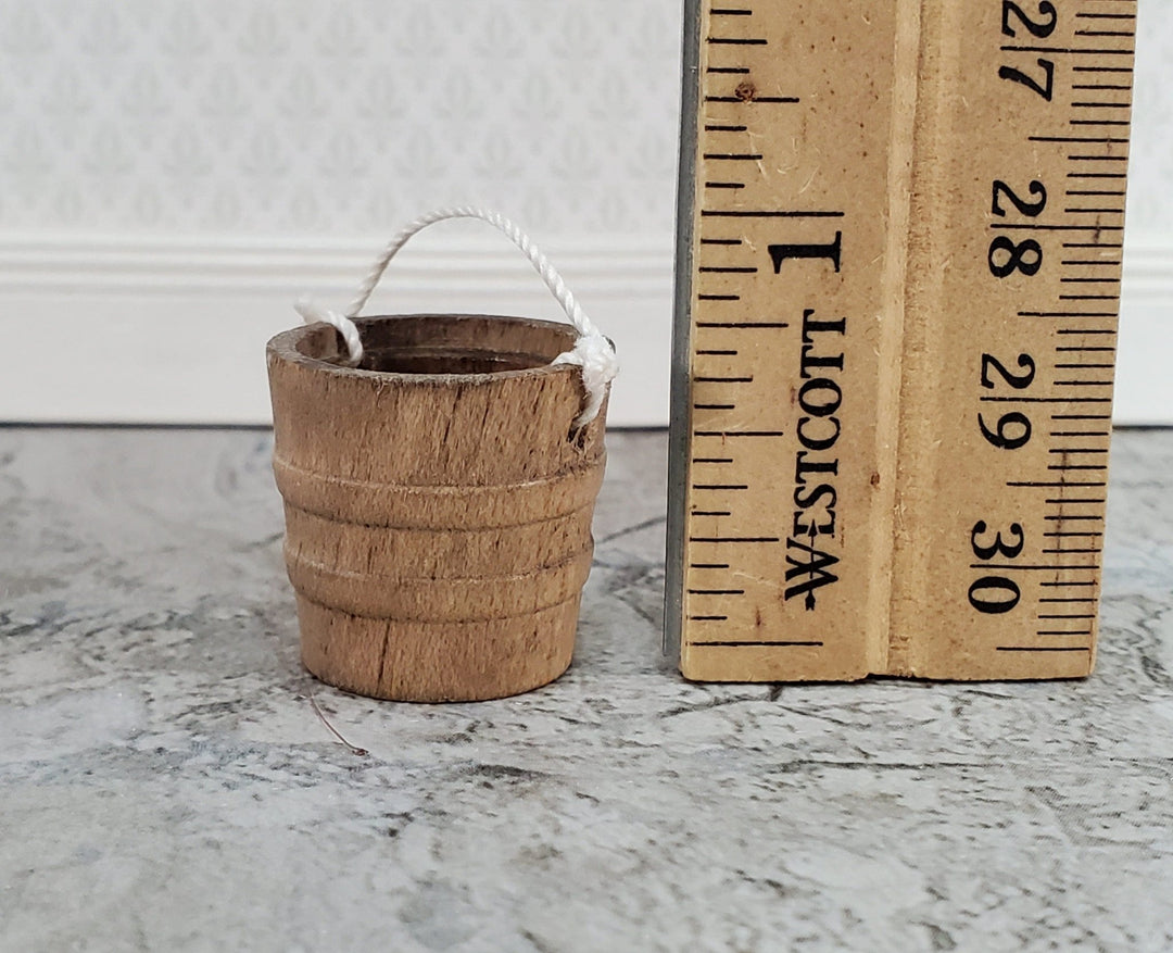 Dollhouse "Filled" Water Bucket Aged Wood 1:12 Scale Miniature Accessories - Miniature Crush
