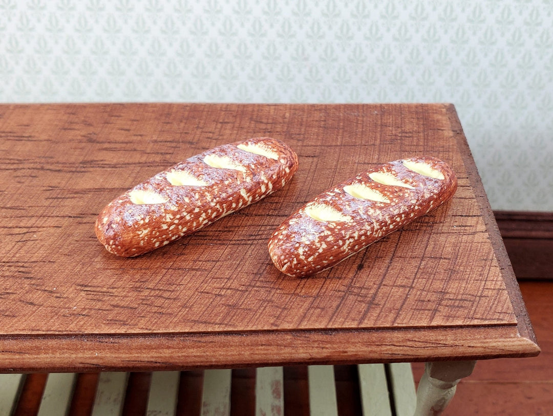 Dollhouse French Bread x2 LARGE Loaves 1:12 or 1/6 Scale Food Kitchen Bakery - Miniature Crush
