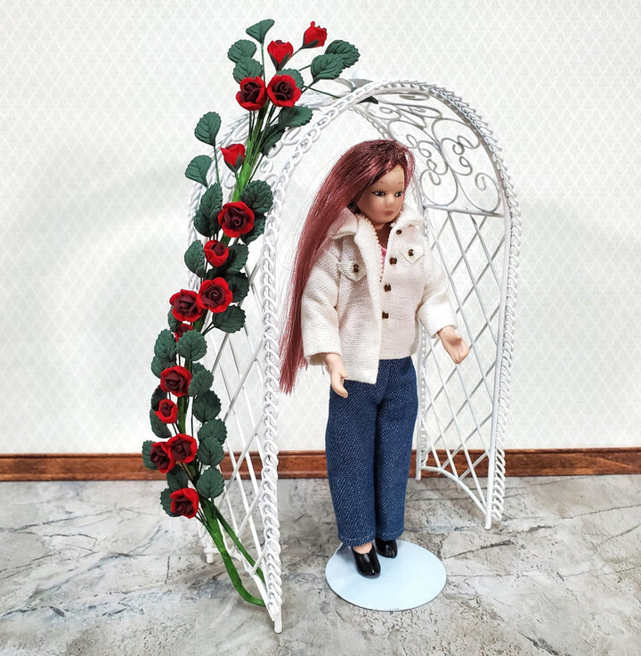 Dollhouse Garden Arbor Trellis Arch for Flowers White Metal 1:12 Scale Miniature Decor - Miniature Crush