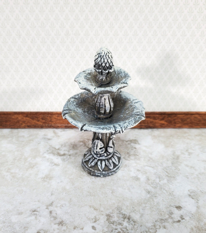 Dollhouse Garden Fountain Bird Bath Fairy Garden 1:12 Scale Miniature Decor Aged Gray - Miniature Crush