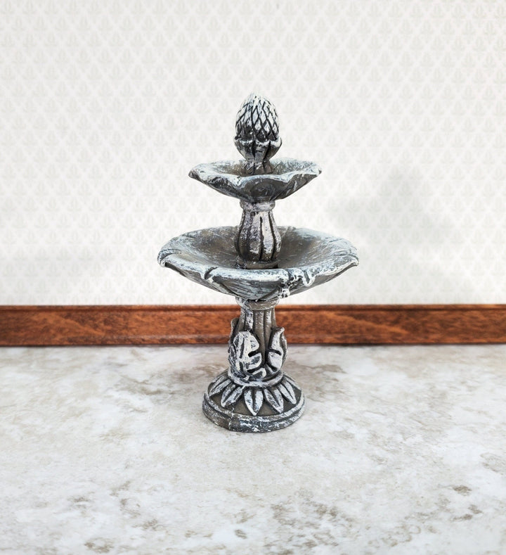 Dollhouse Garden Fountain Bird Bath Fairy Garden 1:12 Scale Miniature Decor Aged Gray - Miniature Crush