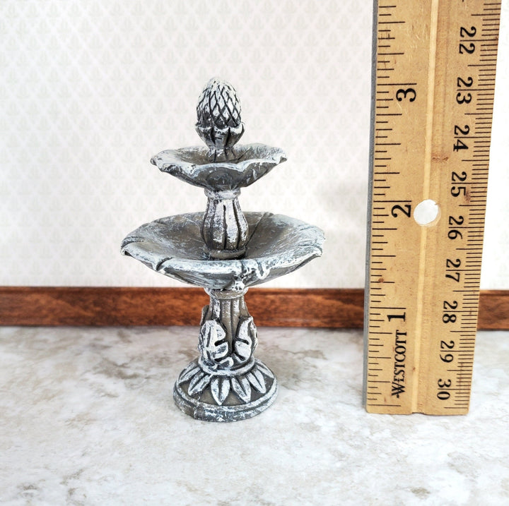 Dollhouse Garden Fountain Bird Bath Fairy Garden 1:12 Scale Miniature Decor Aged Gray - Miniature Crush