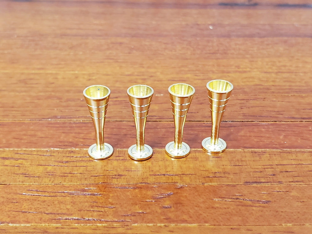 Dollhouse Glasses Fluted Champagne Gold Metal Set of 4 1:12 Scale Miniatures Kitchenware Glasses - Miniature Crush