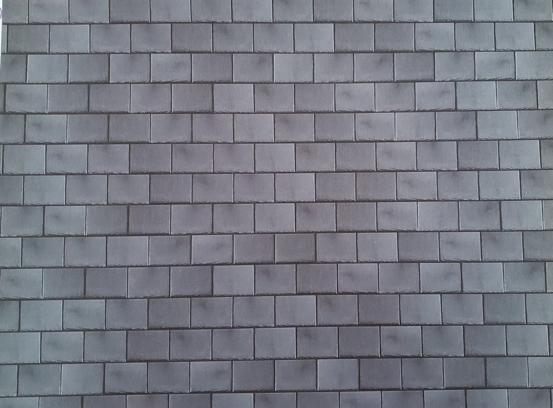 Dollhouse Gray Slate Roofing Card Sheet Tiles Embossed 1:12 Scale Roof Shingles - Miniature Crush