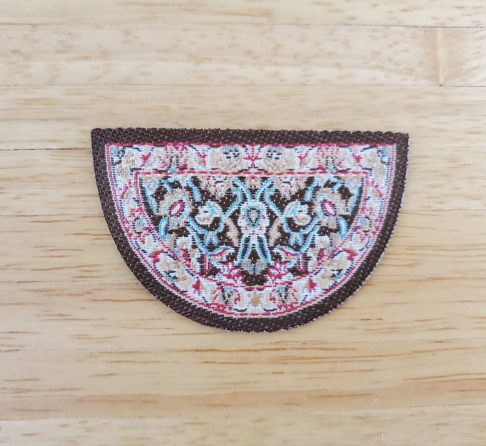 Dollhouse Half Round Rug Small Brown Red Teal 1:12 Miniature Scale Door Mat - Miniature Crush