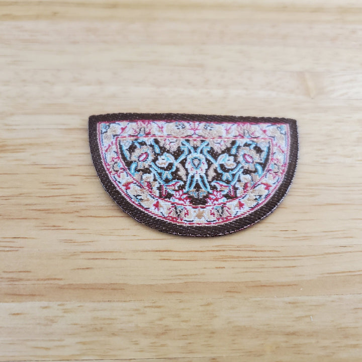Dollhouse Half Round Rug Small Brown Red Teal 1:12 Miniature Scale Door Mat - Miniature Crush