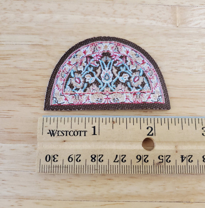 Dollhouse Half Round Rug Small Brown Red Teal 1:12 Miniature Scale Door Mat - Miniature Crush