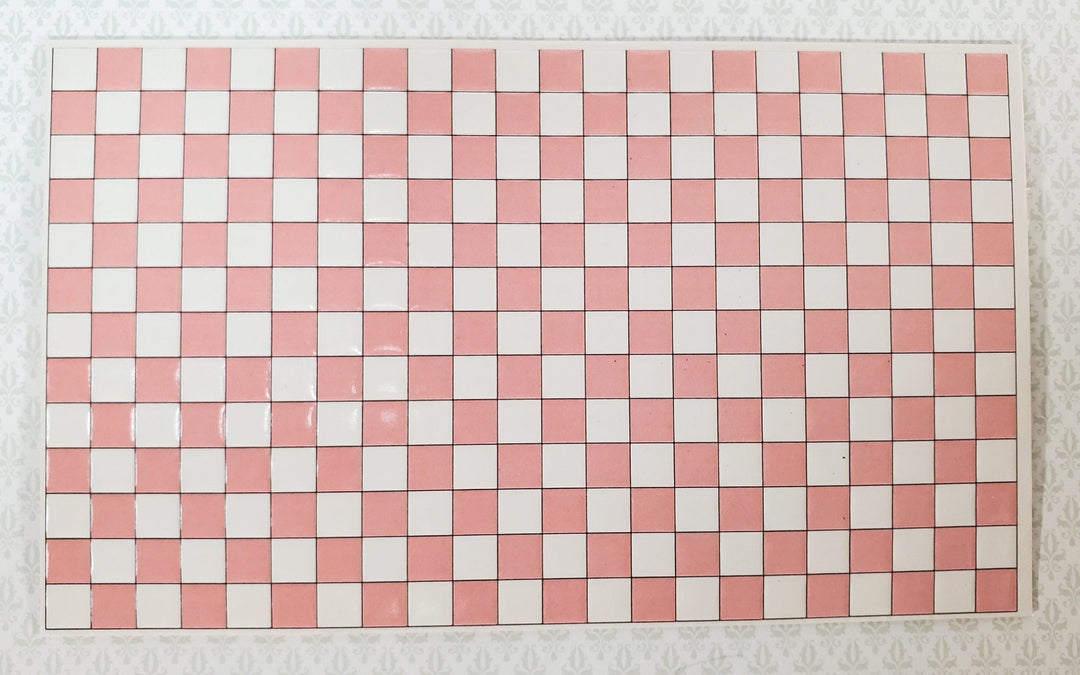 Dollhouse HALF SCALE Wall or Floor Tiles Embossed Pink & White 1:24 Scale World Model - Miniature Crush