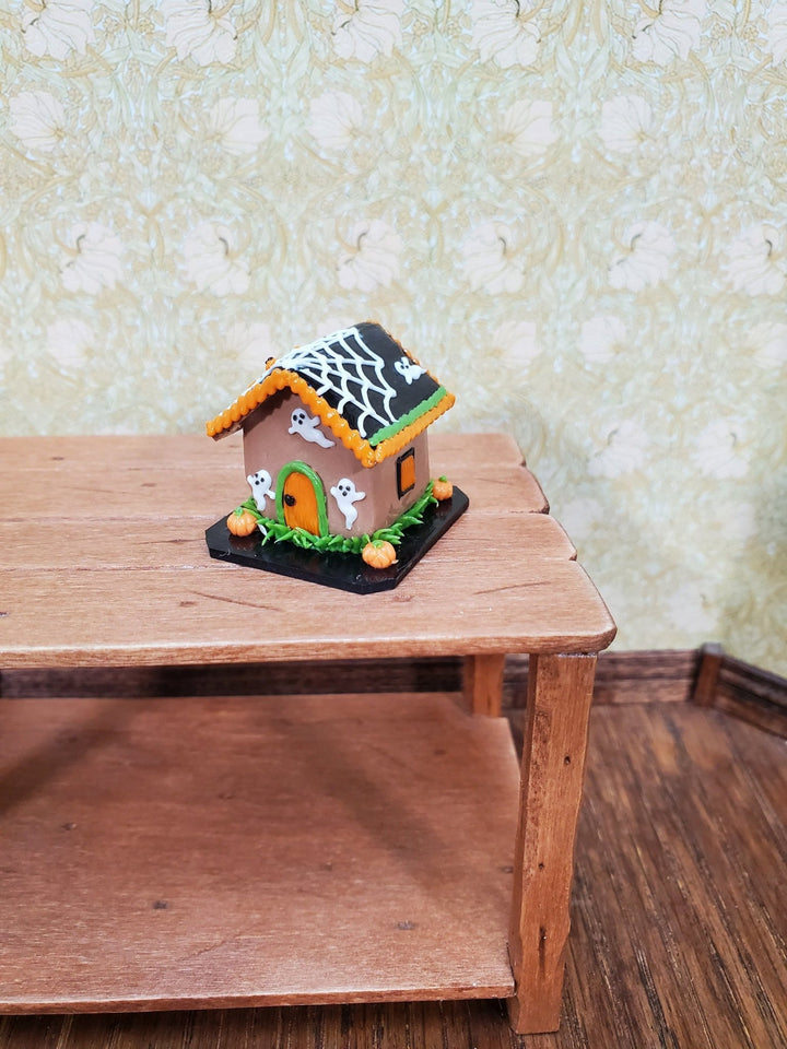 Dollhouse Halloween Gingerbread House 1:12 Scale Miniature Ghosts Spiders Pumpkins - Miniature Crush