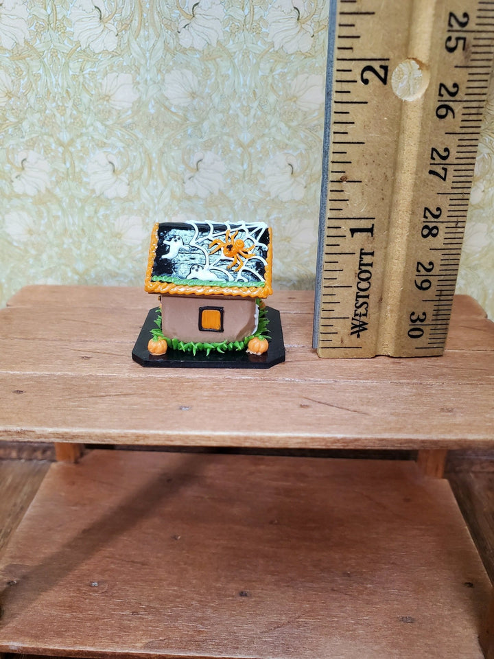 Dollhouse Halloween Gingerbread House 1:12 Scale Miniature Ghosts Spiders Pumpkins - Miniature Crush