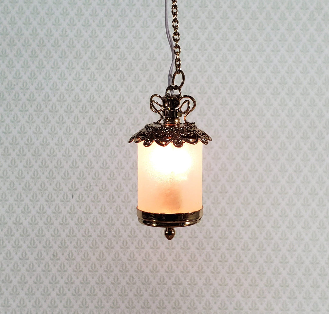 Dollhouse Hanging Ceiling Light Frosted Shade 1:12 Scale Miniature 12 Volt Plug In Light - Miniature Crush