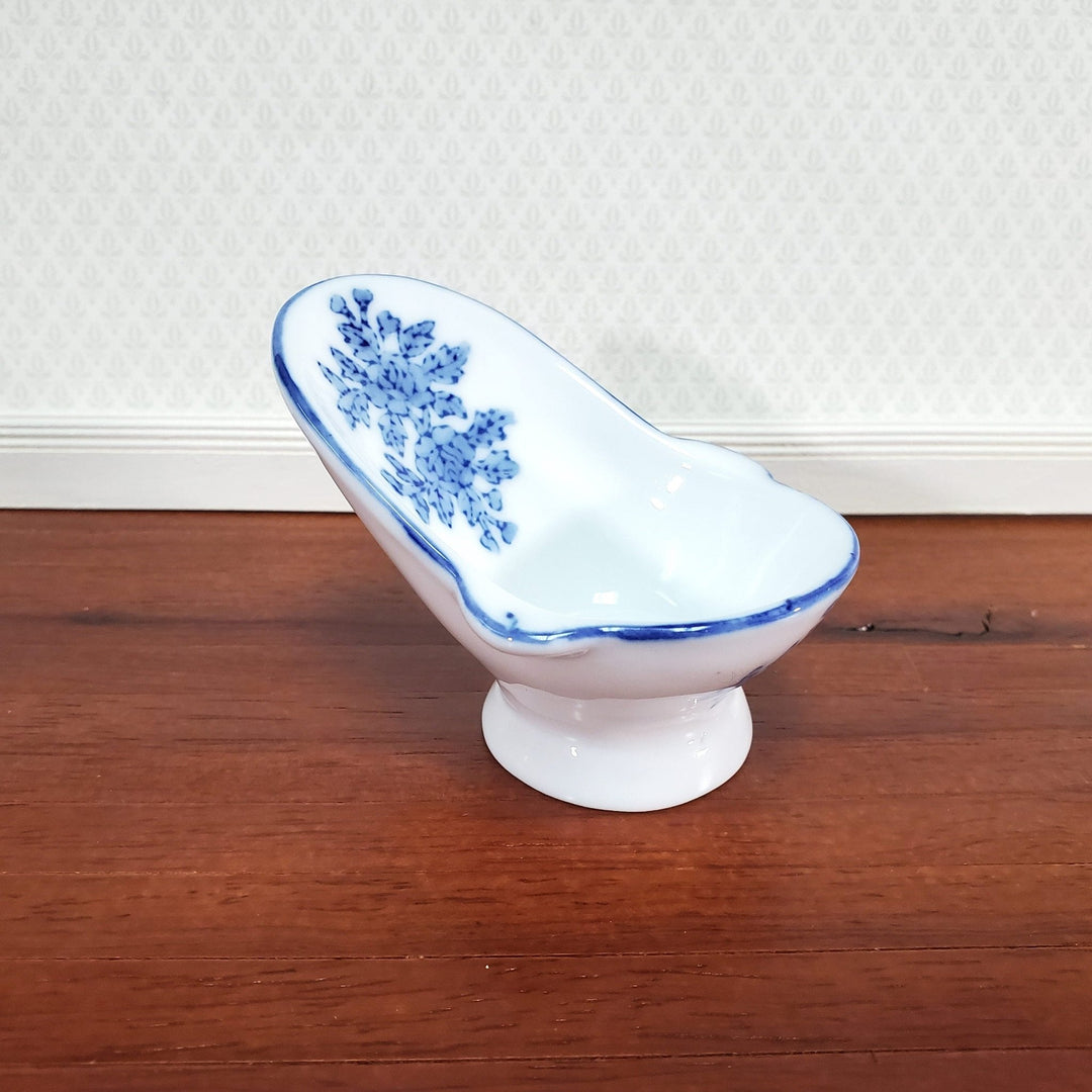 Dollhouse Hip Bath Bathtub Ceramic Tub Small Blue Floral Design 1:12 Scale Miniature Bathroom - Miniature Crush