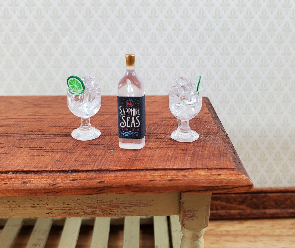 Dollhouse Ice Water Vodka Rum on the Rocks with Lime Slice 1:12 Scale Miniature - Miniature Crush