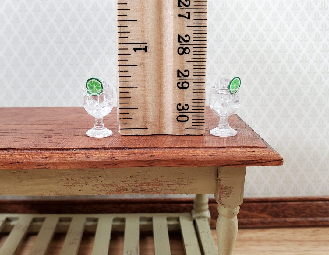 Dollhouse Ice Water Vodka Rum on the Rocks with Lime Slice 1:12 Scale Miniature - Miniature Crush
