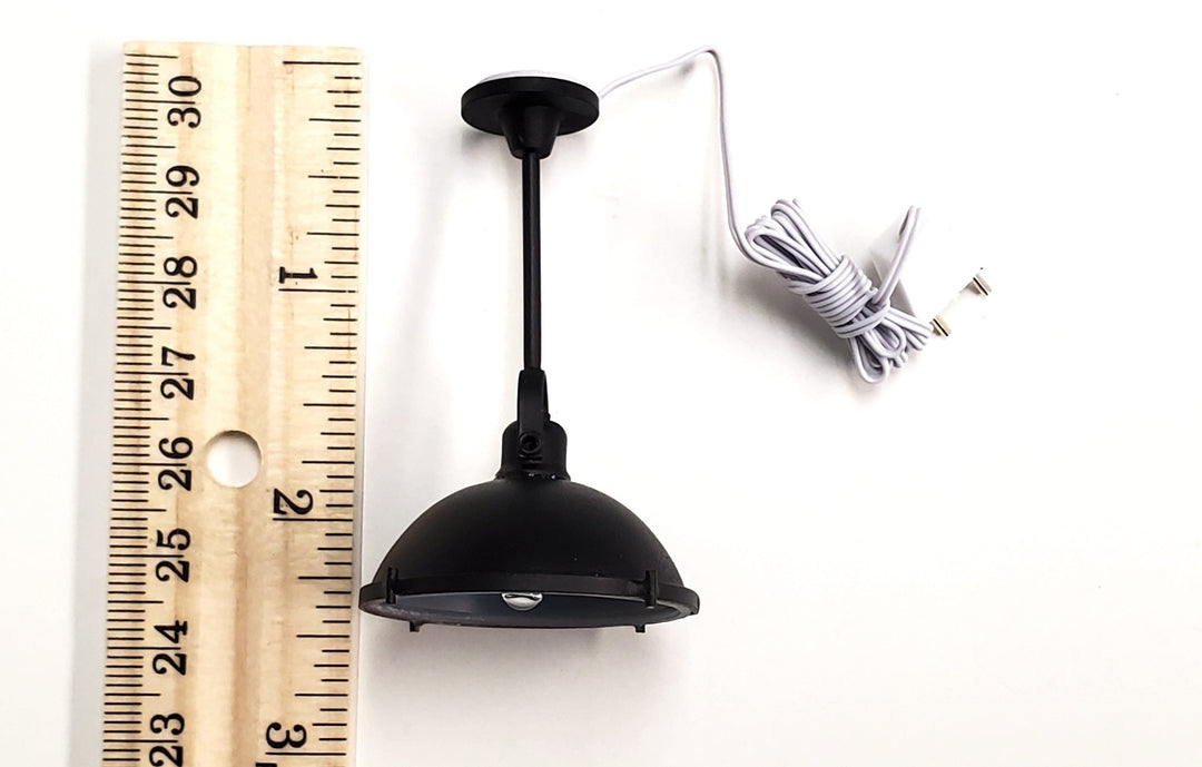 Dollhouse Industrial Black Ceiling Light 12 Volt with Plug 1:12 Scale Miniature - Miniature Crush