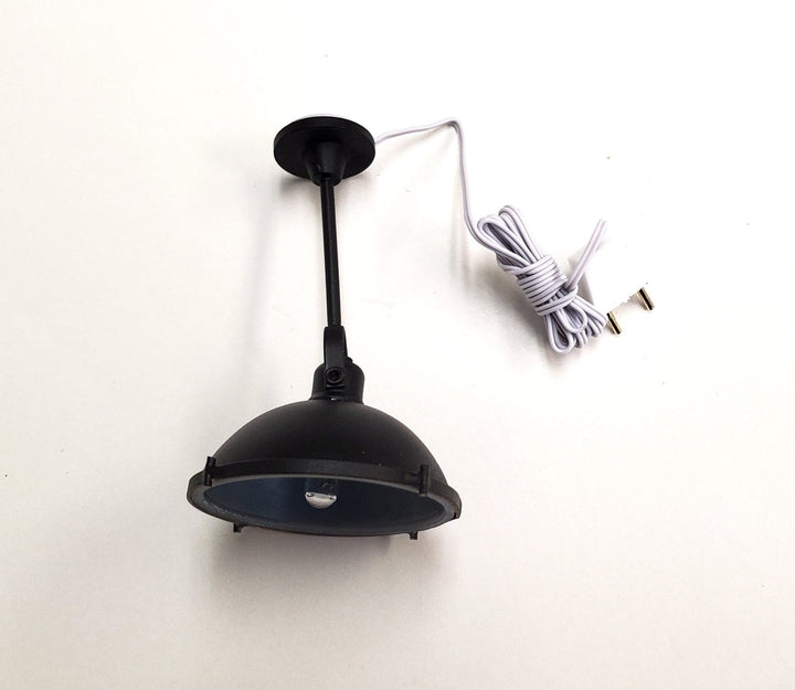 Dollhouse Industrial Black Ceiling Light 12 Volt with Plug 1:12 Scale Miniature - Miniature Crush