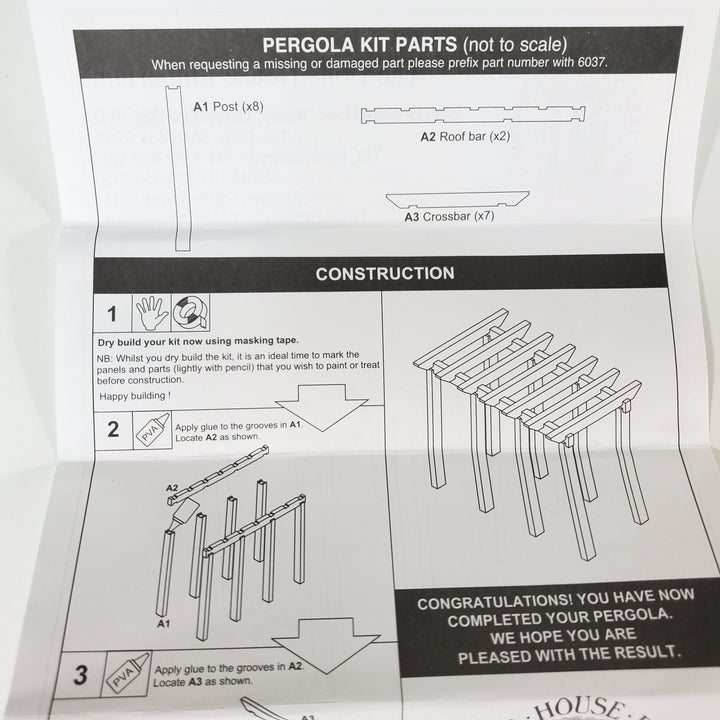 Dollhouse KIT Garden Pergola Arbor Trellis for Flowers Wood 1:12 Scale Miniature - Miniature Crush