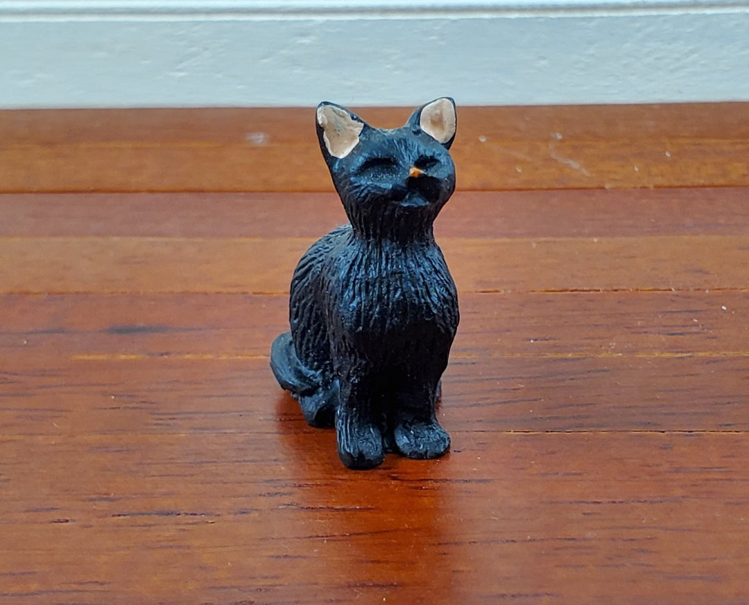 Dollhouse Kitty Cat Black Eyes Closed Sitting 1:12 Scale Miniature Pet - Miniature Crush