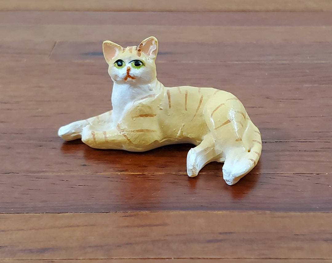 Dollhouse Kitty Cat Orange Tabby Lying Down on Side 1:12 Scale Miniature Pet - Miniature Crush