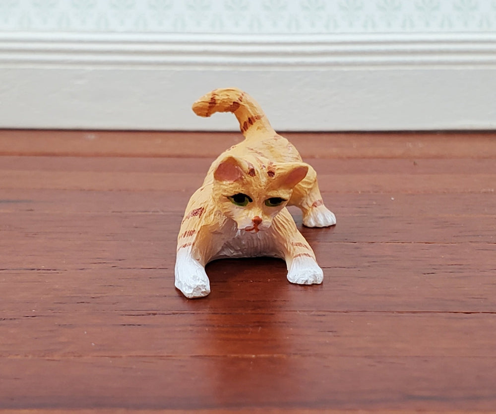 Dollhouse Kitty Cat Orange Tabby Playful Pose 1:12 Scale Miniature Pet - Miniature Crush