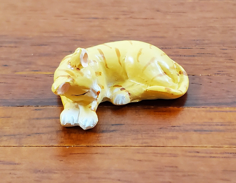 Dollhouse Kitty Cat Orange Tabby Sleeping Curled Up 1:12 Scale Miniature Pet - Miniature Crush