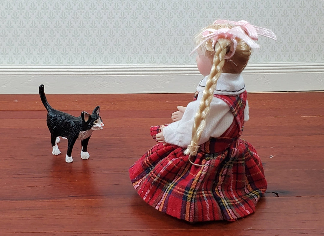Dollhouse Kitty Cat Tuxedo Black and White Walking 1:12 Scale Miniature Pet - Miniature Crush