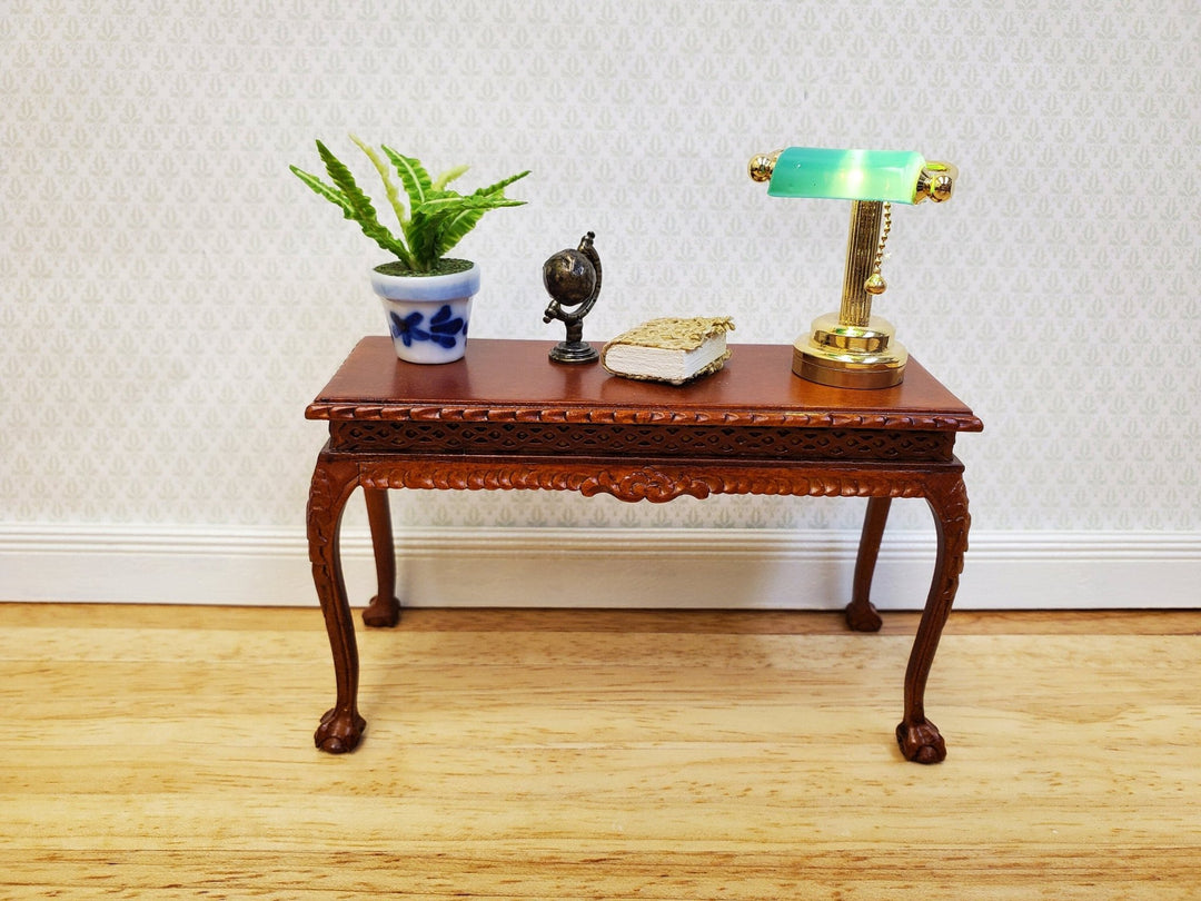 Dollhouse Lamp Battery Light Desk Table with Green Shade 1:12 Scale Miniature - Miniature Crush