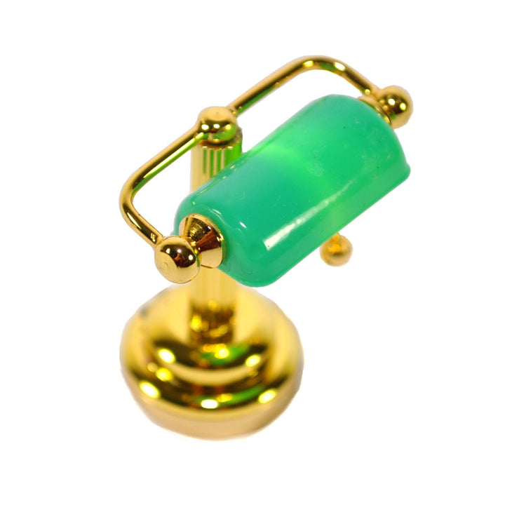 Dollhouse Lamp Battery Light Desk Table with Green Shade 1:12 Scale Miniature - Miniature Crush